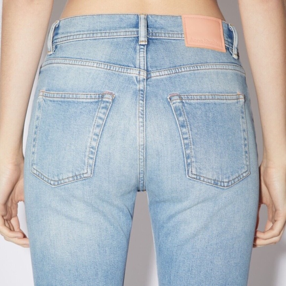 Acne Studios Melk Light Blue High Rise Slim Fit Crop Denim Jeans - Picture 7 of 16